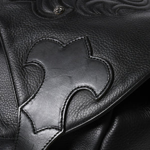 極美品 CHROME HEARTS クロムハーツ BSフレア バックパック リュック ガンスリンガー レザー シルバー925 ブラック 中古 4a007573