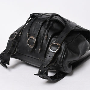 極美品 CHROME HEARTS クロムハーツ BSフレア バックパック リュック ガンスリンガー レザー シルバー925 ブラック 中古 4a007573