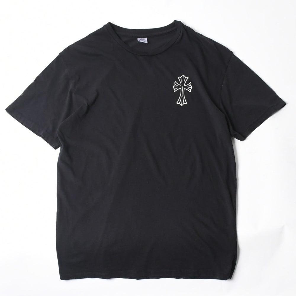 極美品 CHROME HEARTS クロムハーツ オールド バックCHクロスプリント Tシャツ ブラック Mサイズ カットソー 半袖 中古 4a007320