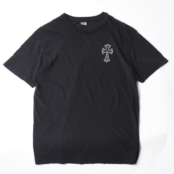 極美品 CHROME HEARTS クロムハーツ オールド バックCHクロスプリント Tシャツ ブラック Mサイズ カットソー 半袖 中古 4a007320