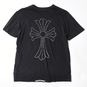 極美品 CHROME HEARTS クロムハーツ オールド バックCHクロスプリント Tシャツ ブラック Mサイズ カットソー 半袖 中古 4a007320