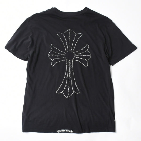 極美品 CHROME HEARTS クロムハーツ オールド バックCHクロスプリント Tシャツ ブラック Mサイズ カットソー 半袖 中古 4a007320