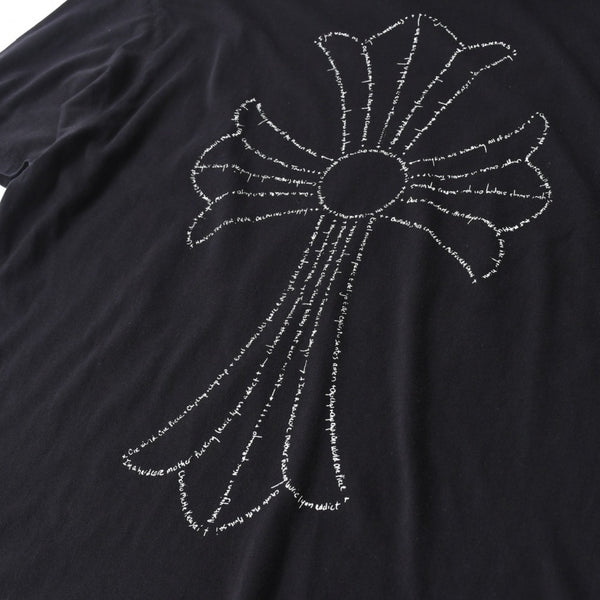 極美品 CHROME HEARTS クロムハーツ オールド バックCHクロスプリント Tシャツ ブラック Mサイズ カットソー 半袖 中古 4a007320
