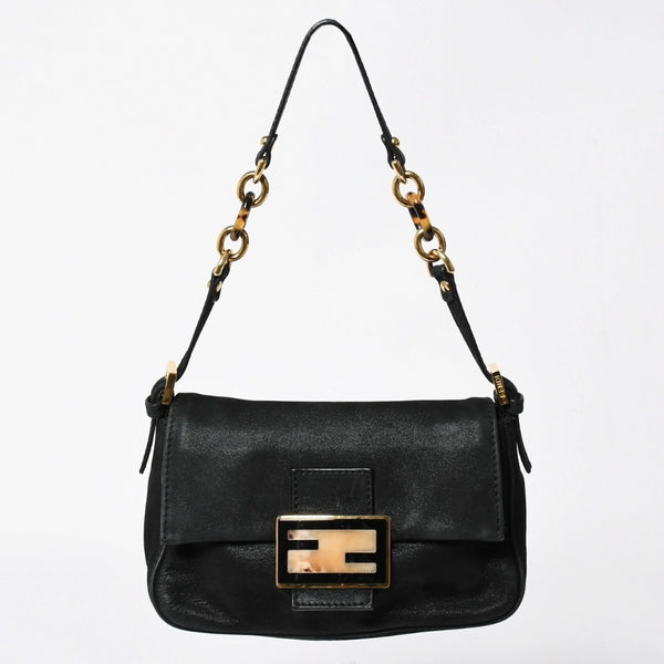 FENDI フェンディ ショルダーバッグ バッグ ミニバゲット 8BR180 ブラック ゴールド金具 美品 中古 4a006238