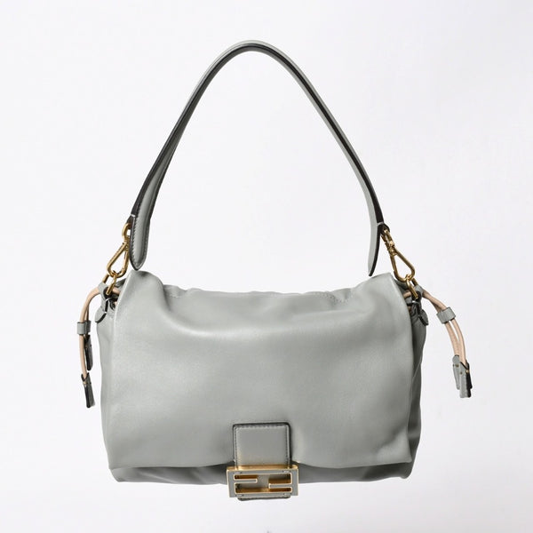 新品同様品 FENDI フェンディ マンマバケット ショルダーバッグ 2way 8BR833 FFロゴ ソフト ラムスキン マッチャグリーン ゴールド金具 中古 4a006719