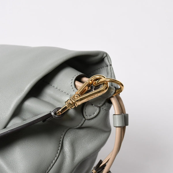 新品同様品 FENDI フェンディ マンマバケット ショルダーバッグ 2way 8BR833 FFロゴ ソフト ラムスキン マッチャグリーン ゴールド金具 中古 4a006719