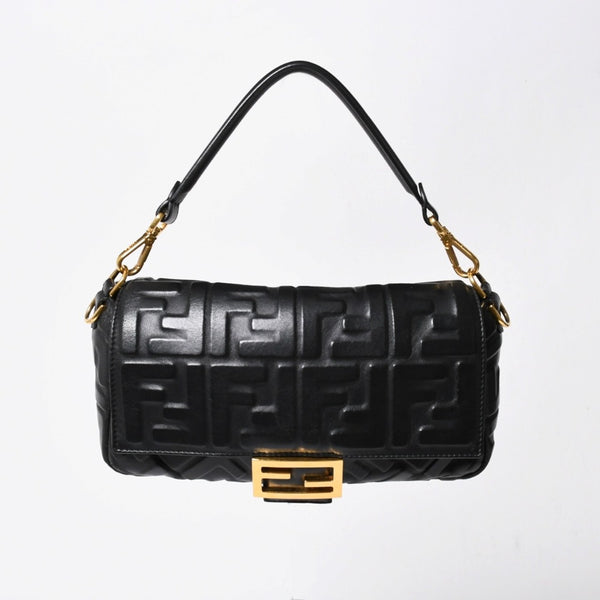 [USED/中古]FENDI フェンディ ショルダーバッグ 8BR600AT57F15ZW ブラック カーフ レザー ゴールド 金具 中古 4a006729