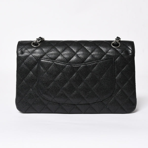 極美品 CHANEL シャネル マトラッセ25 Wフラップ Wチェーンショルダーバッグ 13番台 ココマーク キャビアスキン ブラック 中古 4a007767