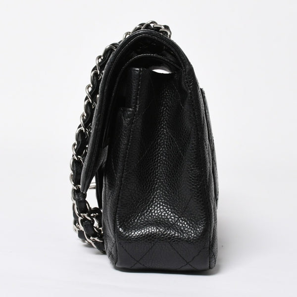 極美品 CHANEL シャネル マトラッセ25 Wフラップ Wチェーンショルダーバッグ 13番台 ココマーク キャビアスキン ブラック 中古 4a007767