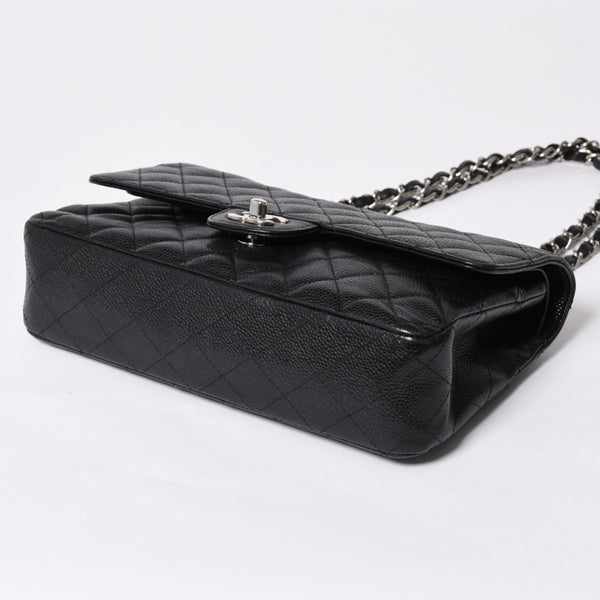 極美品 CHANEL シャネル マトラッセ25 Wフラップ Wチェーンショルダーバッグ 13番台 ココマーク キャビアスキン ブラック 中古 4a007767