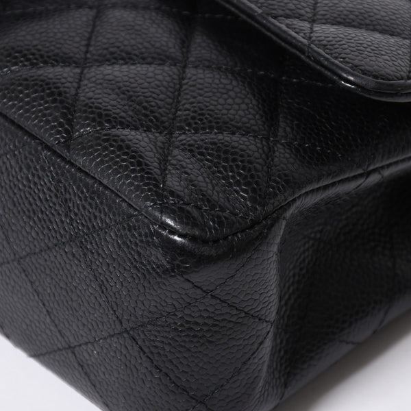 極美品 CHANEL シャネル マトラッセ25 Wフラップ Wチェーンショルダーバッグ 13番台 ココマーク キャビアスキン ブラック 中古 4a007767