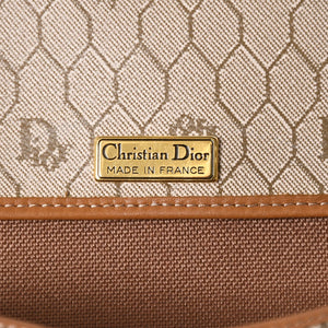 極美品 CHRISTIAN DIOR クリスチャンディオール ミニ ショルダーバッグ ロゴ フランス製 PVC レザー ベージュ ブラウン ゴールド金具 中古 4a007051