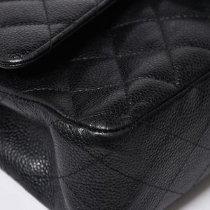 極美品 CHANEL シャネル マトラッセ25 Wフラップ Wチェーンショルダーバッグ 13番台 ココマーク キャビアスキン ブラック 中古 4a007767
