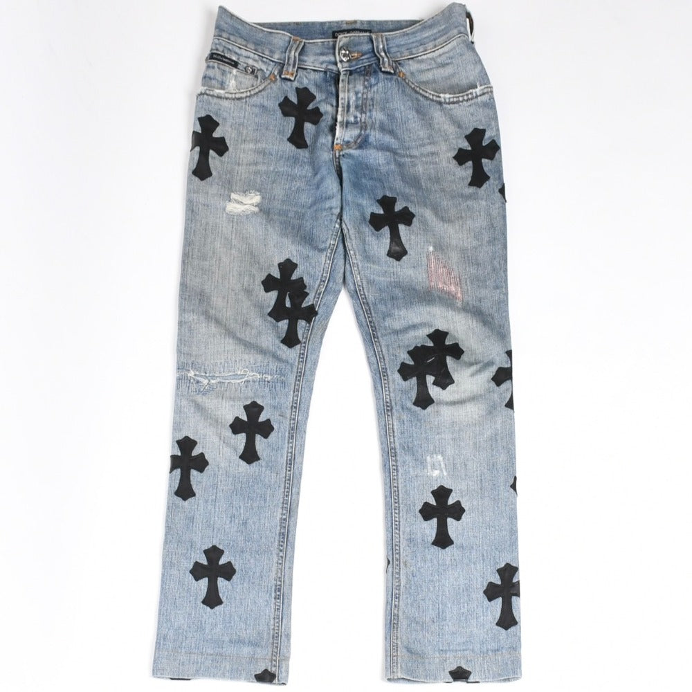CHROME HEARTS クロムハーツ × DOLCE & GABBANA ドルチェ＆ガッバーナ セメタリークロスパッチデニム サイズ46 美品 中古 4a007580