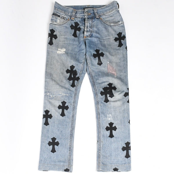 CHROME HEARTS クロムハーツ × DOLCE & GABBANA ドルチェ＆ガッバーナ セメタリークロスパッチデニム サイズ46 美品 中古 4a007580