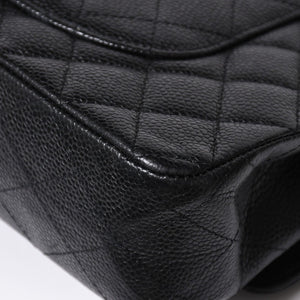極美品 CHANEL シャネル マトラッセ25 Wフラップ Wチェーンショルダーバッグ 13番台 ココマーク キャビアスキン ブラック 中古 4a007767