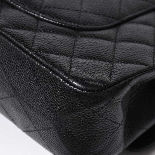 極美品 CHANEL シャネル マトラッセ25 Wフラップ Wチェーンショルダーバッグ 13番台 ココマーク キャビアスキン ブラック 中古 4a007767