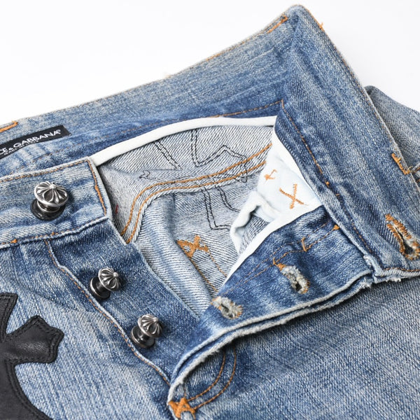 CHROME HEARTS クロムハーツ × DOLCE & GABBANA ドルチェ＆ガッバーナ セメタリークロスパッチデニム サイズ46 美品 中古 4a007580