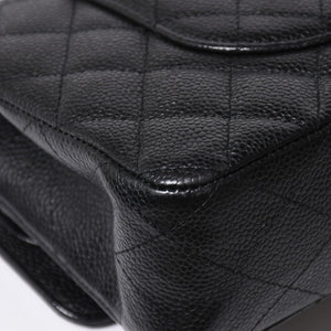 極美品 CHANEL シャネル マトラッセ25 Wフラップ Wチェーンショルダーバッグ 13番台 ココマーク キャビアスキン ブラック 中古 4a007767