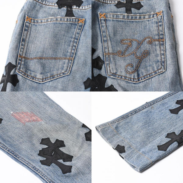CHROME HEARTS クロムハーツ × DOLCE & GABBANA ドルチェ＆ガッバーナ セメタリークロスパッチデニム サイズ46 美品 中古 4a007580