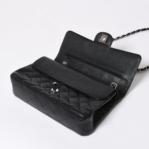 極美品 CHANEL シャネル マトラッセ25 Wフラップ Wチェーンショルダーバッグ 13番台 ココマーク キャビアスキン ブラック 中古 4a007767