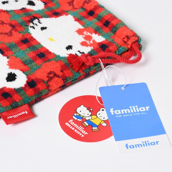 新品未使用 familiar ファミリア × HELLO KITTY ハローキティ 巾着 770347 XF チェック柄 中古 4a007587