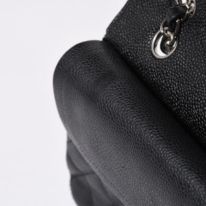極美品 CHANEL シャネル マトラッセ25 Wフラップ Wチェーンショルダーバッグ 13番台 ココマーク キャビアスキン ブラック 中古 4a007767