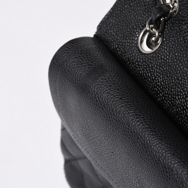 極美品 CHANEL シャネル マトラッセ25 Wフラップ Wチェーンショルダーバッグ 13番台 ココマーク キャビアスキン ブラック 中古 4a007767