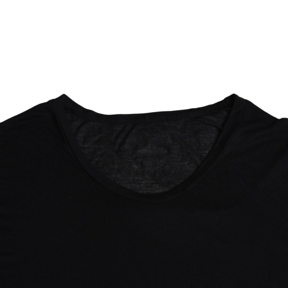 極美品 CHROME HEARTS クロムハーツ 半袖Tシャツ スター フレアモチーフ U.S.A製 レーヨン シルク ブラック サイズF 中古 4a007557