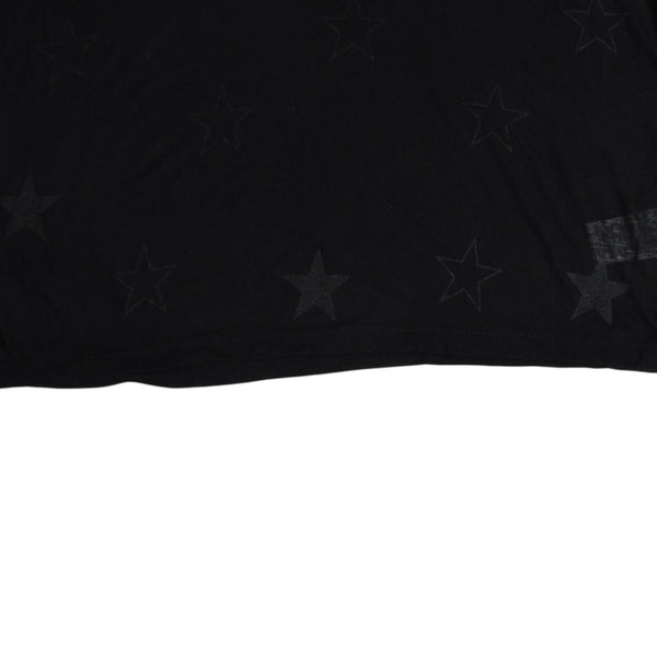極美品 CHROME HEARTS クロムハーツ 半袖Tシャツ スター フレアモチーフ U.S.A製 レーヨン シルク ブラック サイズF 中古 4a007557