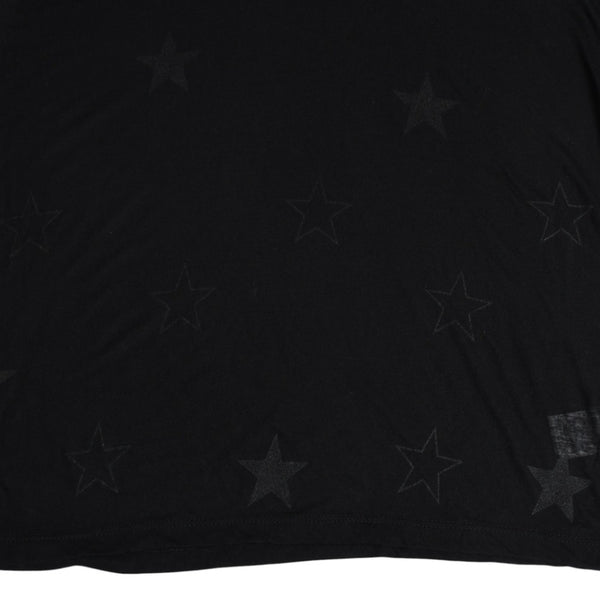 極美品 CHROME HEARTS クロムハーツ 半袖Tシャツ スター フレアモチーフ U.S.A製 レーヨン シルク ブラック サイズF 中古 4a007557