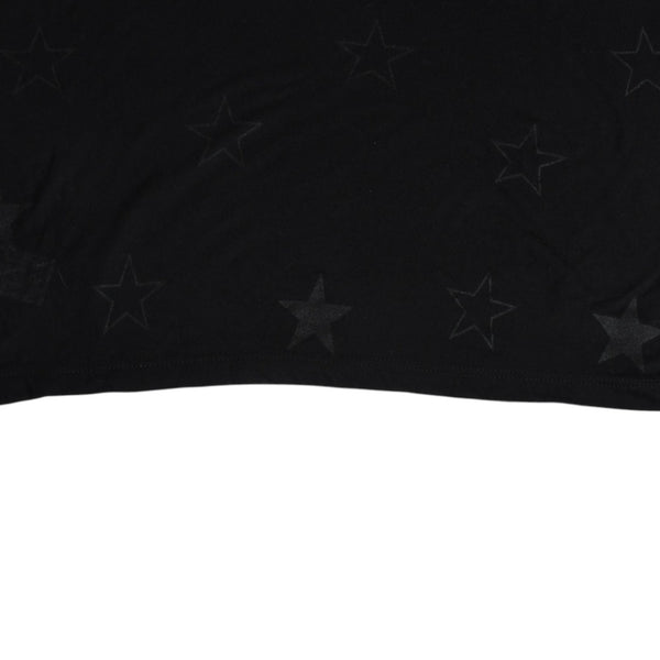 極美品 CHROME HEARTS クロムハーツ 半袖Tシャツ スター フレアモチーフ U.S.A製 レーヨン シルク ブラック サイズF 中古 4a007557