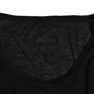 極美品 CHROME HEARTS クロムハーツ 半袖Tシャツ スター フレアモチーフ U.S.A製 レーヨン シルク ブラック サイズF 中古 4a007557