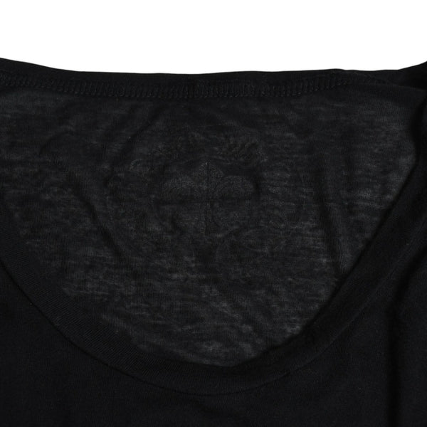 極美品 CHROME HEARTS クロムハーツ 半袖Tシャツ スター フレアモチーフ U.S.A製 レーヨン シルク ブラック サイズF 中古 4a007557