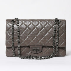 極美品 CHANEL シャネル 2.55 Wフラップ Wチェーンショルダーバッグ 14番台 ココマーク エイジドカーフスキン グレージュ 中古 4a007771