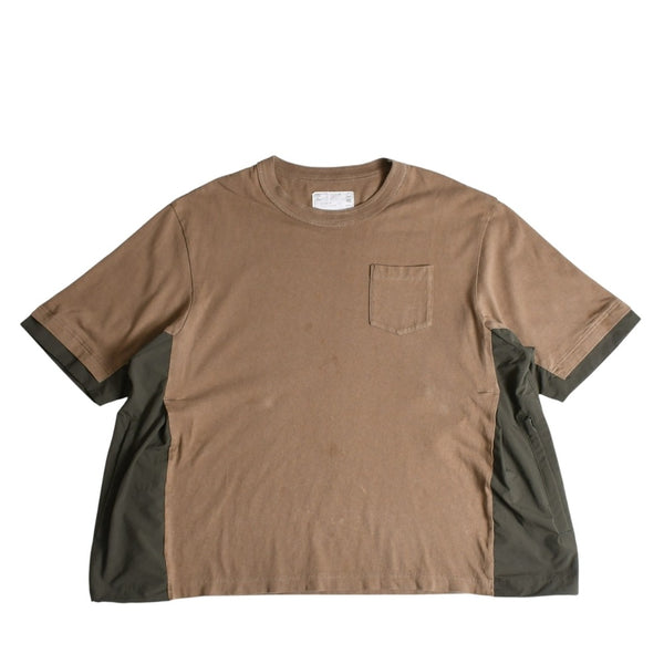 SACAI サカイ ドッキング 半袖Tシャツ 23-03181M コットン ポリエステル ベージュ サイズ2 美品 中古 4a007485