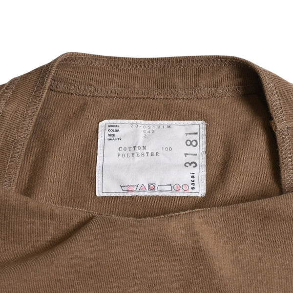 SACAI サカイ ドッキング 半袖Tシャツ 23-03181M コットン ポリエステル ベージュ サイズ2 美品 中古 4a007485