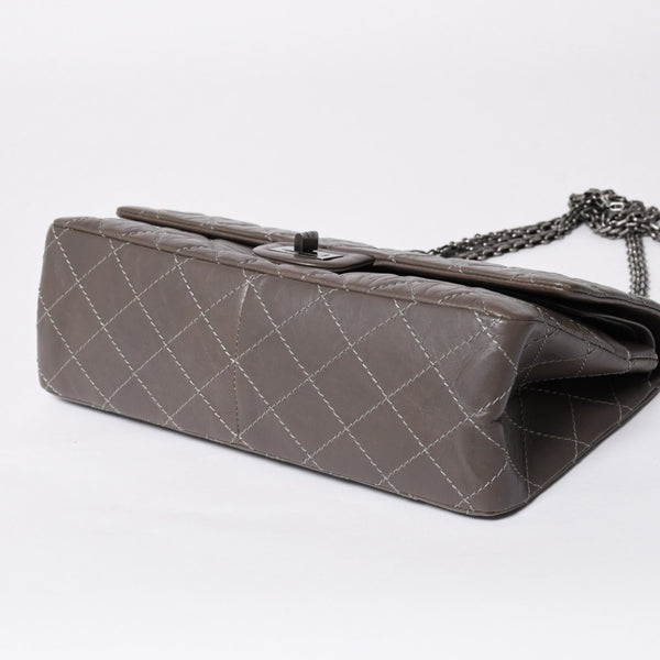 極美品 CHANEL シャネル 2.55 Wフラップ Wチェーンショルダーバッグ 14番台 ココマーク エイジドカーフスキン グレージュ 中古 4a007771