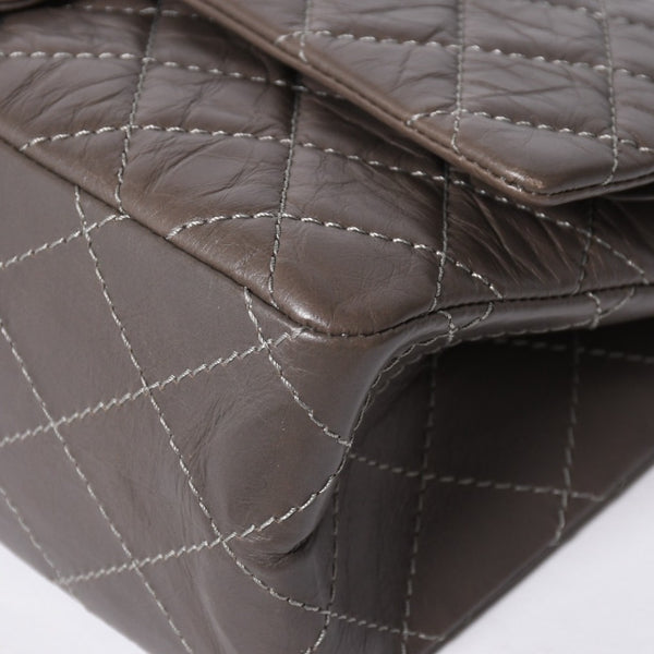 極美品 CHANEL シャネル 2.55 Wフラップ Wチェーンショルダーバッグ 14番台 ココマーク エイジドカーフスキン グレージュ 中古 4a007771