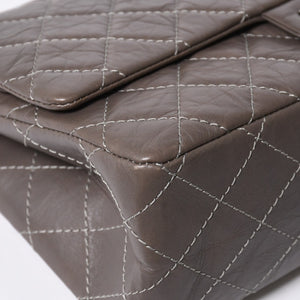 極美品 CHANEL シャネル 2.55 Wフラップ Wチェーンショルダーバッグ 14番台 ココマーク エイジドカーフスキン グレージュ 中古 4a007771