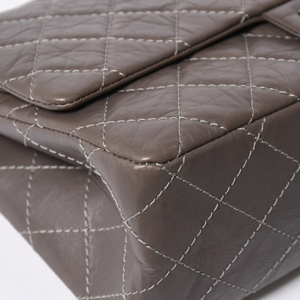 極美品 CHANEL シャネル 2.55 Wフラップ Wチェーンショルダーバッグ 14番台 ココマーク エイジドカーフスキン グレージュ 中古 4a007771