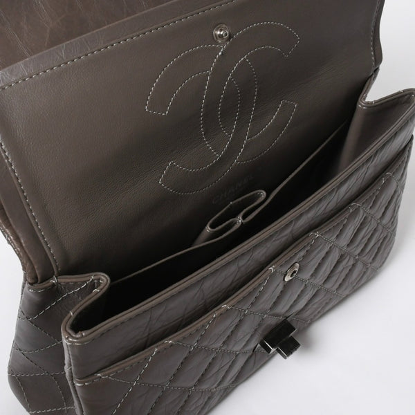 極美品 CHANEL シャネル 2.55 Wフラップ Wチェーンショルダーバッグ 14番台 ココマーク エイジドカーフスキン グレージュ 中古 4a007771
