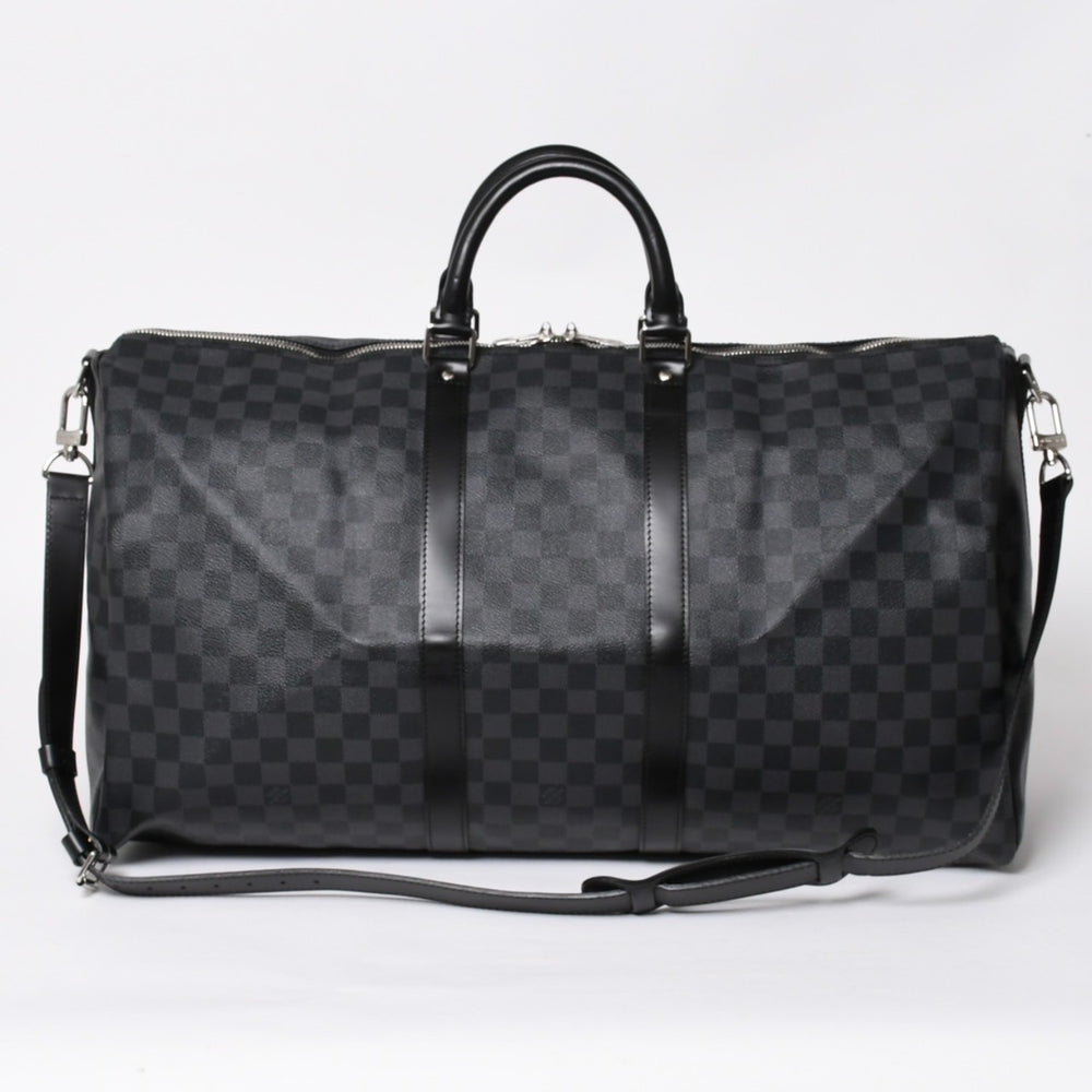 極美品 LOUIS VUITTON ルイヴィトン キーポルバンドリエール55 ボストンバッグ N41413 ダミエグラフィット ブラック 中古 4a008979