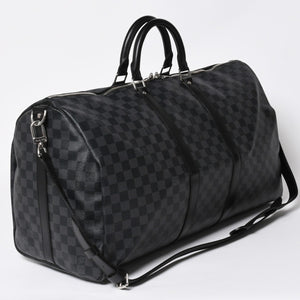 極美品 LOUIS VUITTON ルイヴィトン キーポルバンドリエール55 ボストンバッグ N41413 ダミエグラフィット ブラック 中古 4a008979