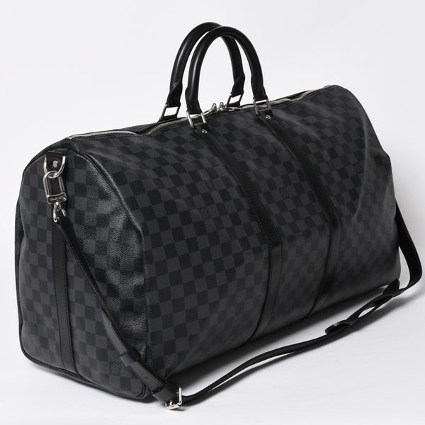 極美品 LOUIS VUITTON ルイヴィトン キーポルバンドリエール55 ボストンバッグ N41413 ダミエグラフィット ブラック 中古 4a008979