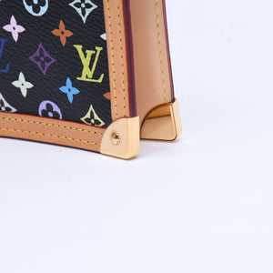 極美品 LOUIS VUITTON ルイヴィトン ブラック マルチカラー 手帳カバー R20895 アジェンダPM ゴールド金具 中古 4a007776