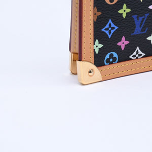 極美品 LOUIS VUITTON ルイヴィトン ブラック マルチカラー 手帳カバー R20895 アジェンダPM ゴールド金具 中古 4a007776