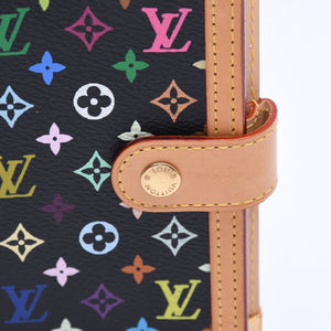 極美品 LOUIS VUITTON ルイヴィトン ブラック マルチカラー 手帳カバー R20895 アジェンダPM ゴールド金具 中古 4a007776