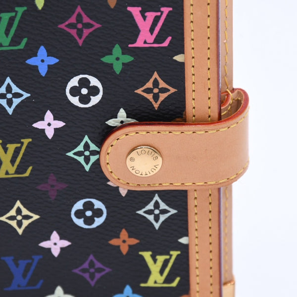 極美品 LOUIS VUITTON ルイヴィトン ブラック マルチカラー 手帳カバー R20895 アジェンダPM ゴールド金具 中古 4a007776
