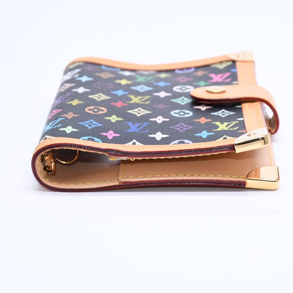 極美品 LOUIS VUITTON ルイヴィトン ブラック マルチカラー 手帳カバー R20895 アジェンダPM ゴールド金具 中古 4a007776